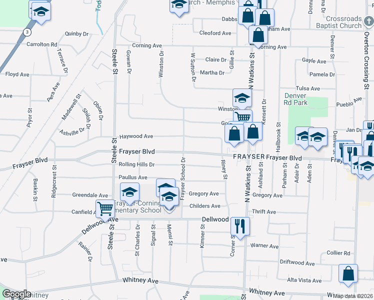 map of restaurants, bars, coffee shops, grocery stores, and more near 1633 Haywood Avenue in Memphis