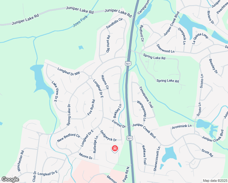 map of restaurants, bars, coffee shops, grocery stores, and more near 3 Harding Court in Pinehurst