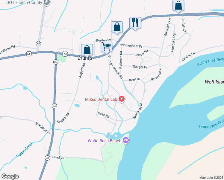map of restaurants, bars, coffee shops, grocery stores, and more near 205 Lew Wallace Road in Crump