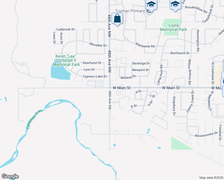 map of restaurants, bars, coffee shops, grocery stores, and more near in Norman