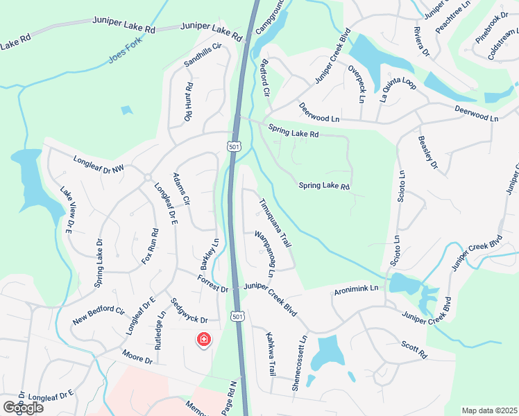 map of restaurants, bars, coffee shops, grocery stores, and more near 23 Timuquana Trail in Pinehurst