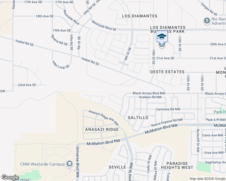 map of restaurants, bars, coffee shops, grocery stores, and more near 716 Viga Loop Southeast in Rio Rancho