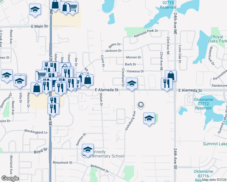 map of restaurants, bars, coffee shops, grocery stores, and more near 1708 Southcrest Drive in Norman