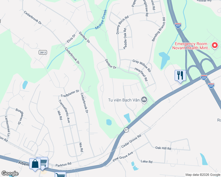 map of restaurants, bars, coffee shops, grocery stores, and more near 7435 Alamance Drive in Charlotte
