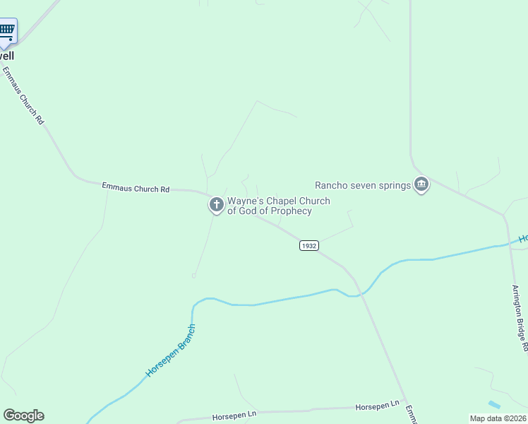 map of restaurants, bars, coffee shops, grocery stores, and more near 3617 Emmaus Church Road in Mount Olive