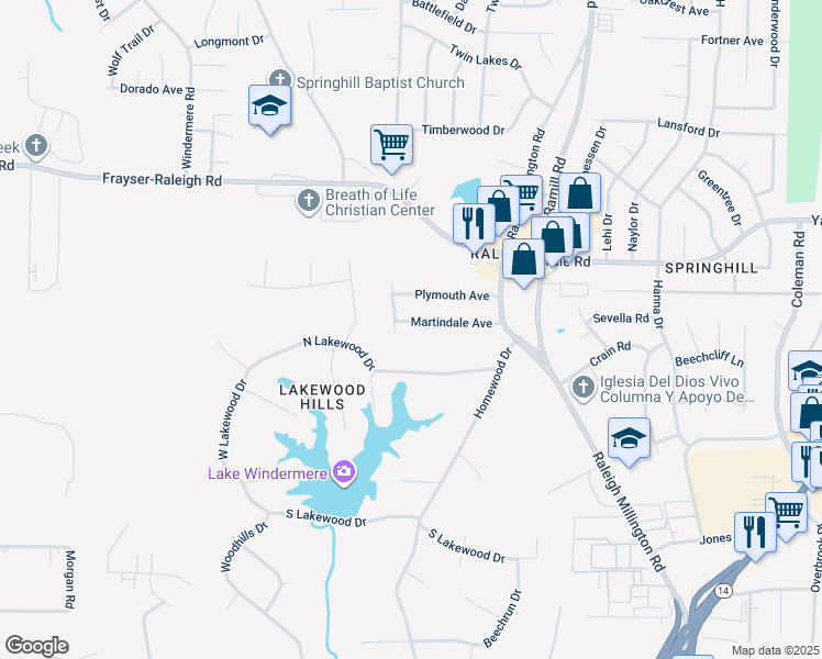 map of restaurants, bars, coffee shops, grocery stores, and more near 3931 Martindale Avenue in Memphis