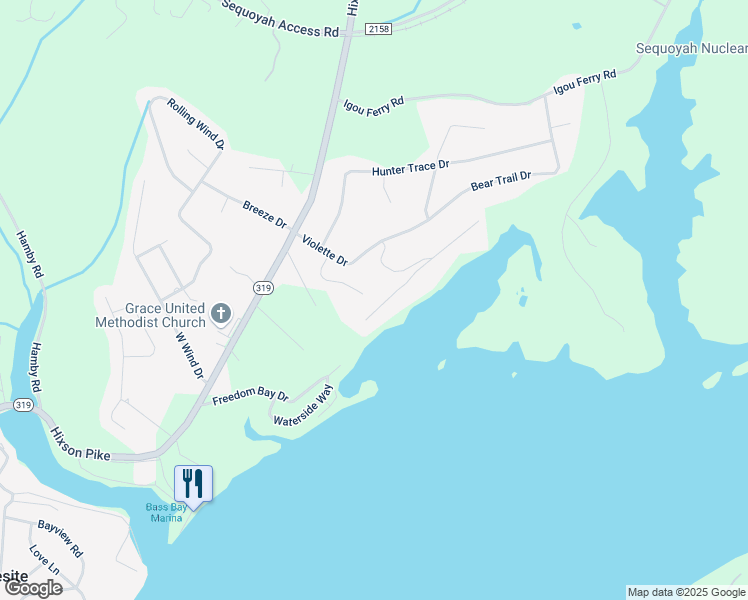 map of restaurants, bars, coffee shops, grocery stores, and more near 9686 Cool Way in Soddy-Daisy