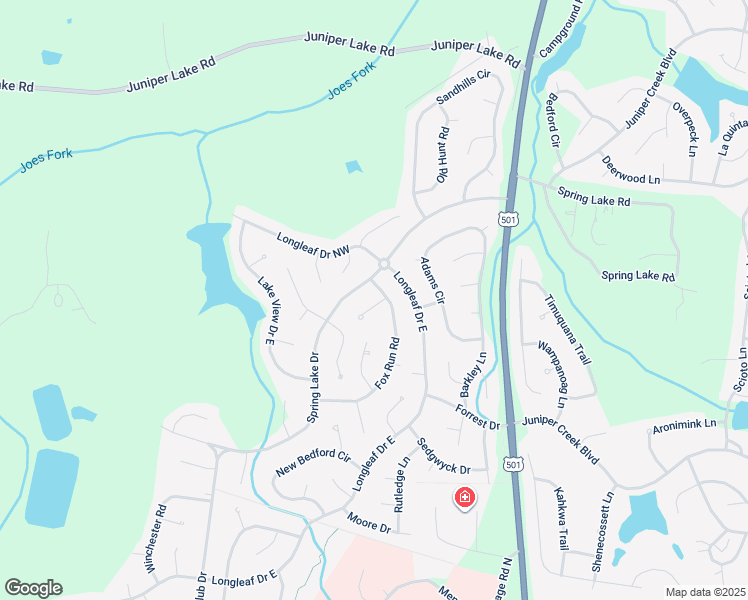 map of restaurants, bars, coffee shops, grocery stores, and more near 3 Monroe Lane in Pinehurst