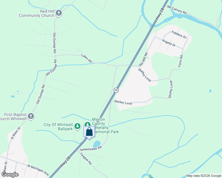 map of restaurants, bars, coffee shops, grocery stores, and more near 286 Dogwood Lane in Whitwell