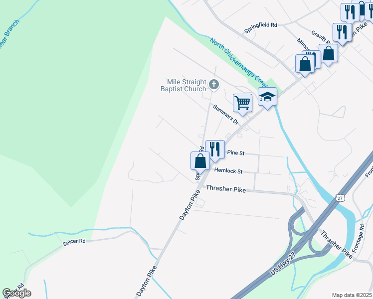 map of restaurants, bars, coffee shops, grocery stores, and more near 206 Housley Rd in Soddy-Daisy