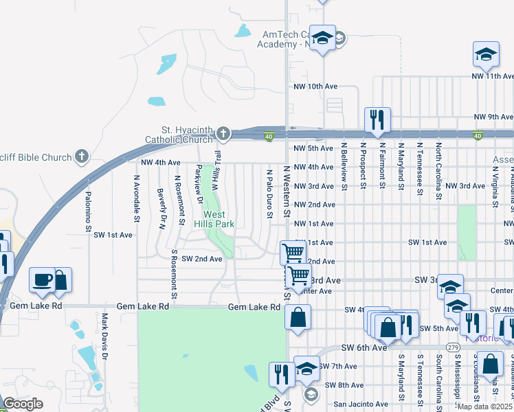 map of restaurants, bars, coffee shops, grocery stores, and more near 118 South La Salle Street in Amarillo