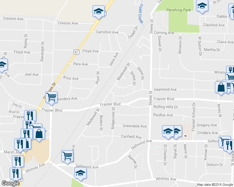 map of restaurants, bars, coffee shops, grocery stores, and more near 1328 Haywood Ave in Memphis