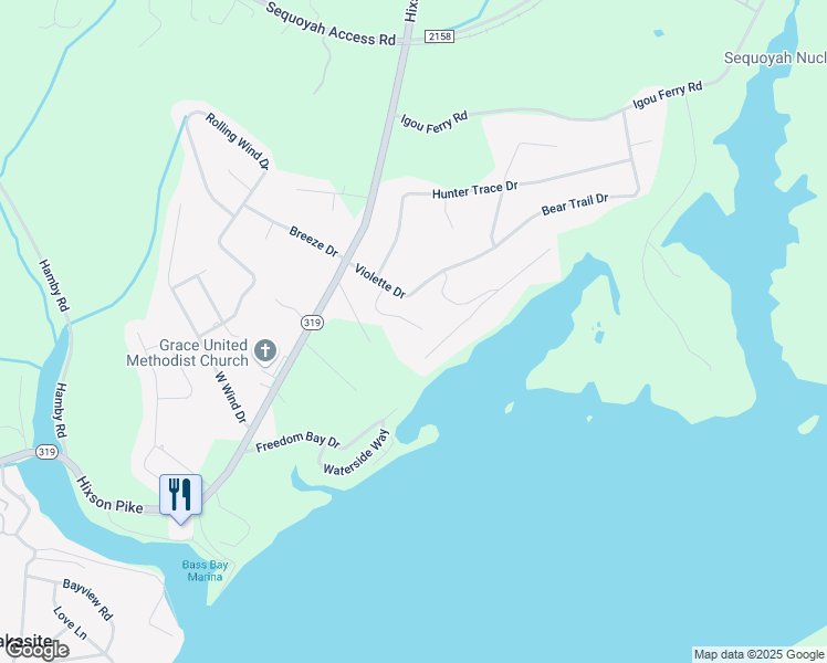 map of restaurants, bars, coffee shops, grocery stores, and more near 9686 Cool Way in Soddy-Daisy