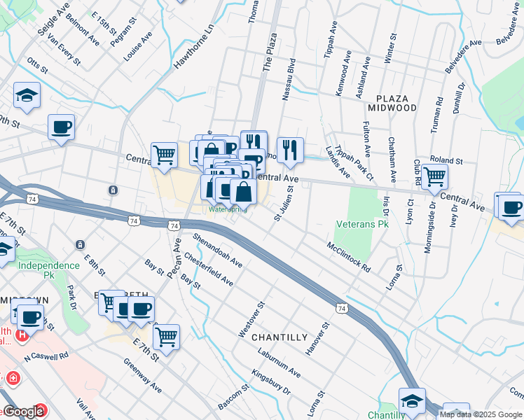 map of restaurants, bars, coffee shops, grocery stores, and more near in Charlotte
