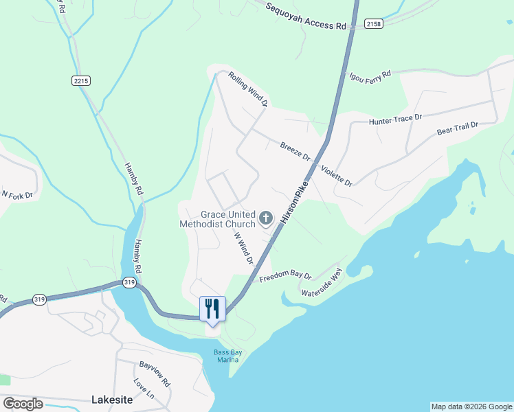 map of restaurants, bars, coffee shops, grocery stores, and more near 2621 Eastwind Dr in Soddy-Daisy