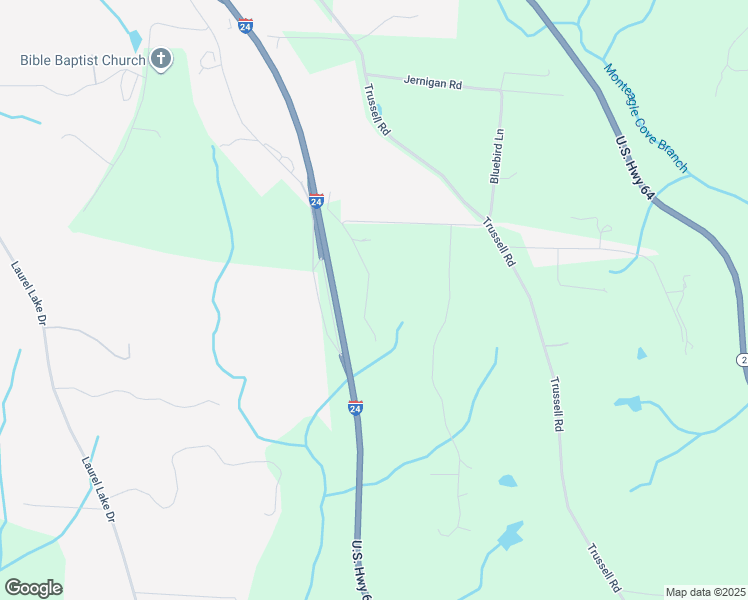 map of restaurants, bars, coffee shops, grocery stores, and more near 914 Bluebird Lane in Monteagle