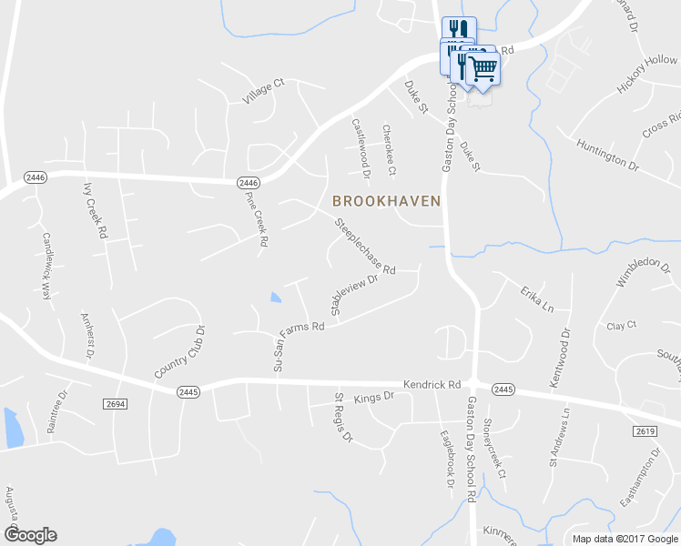 map of restaurants, bars, coffee shops, grocery stores, and more near 1505 Prancer Lane in Gastonia
