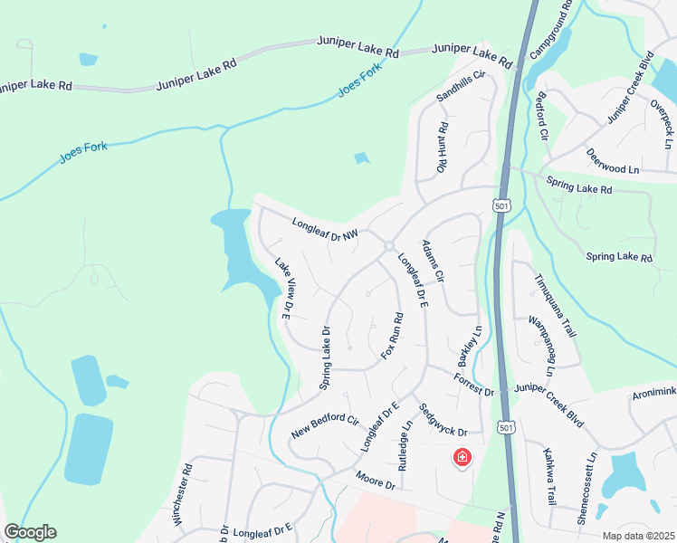 map of restaurants, bars, coffee shops, grocery stores, and more near 22 Alexander Ln in Pinehurst