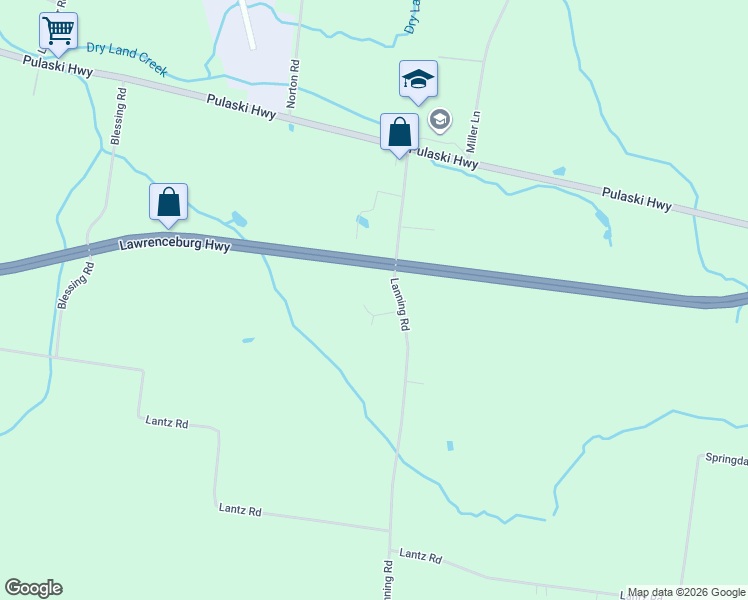 map of restaurants, bars, coffee shops, grocery stores, and more near 386 Lanning Road in Lawrenceburg