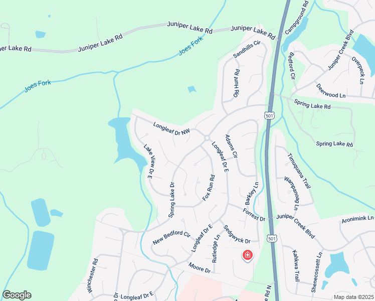map of restaurants, bars, coffee shops, grocery stores, and more near 275 Spring Lake Drive in Pinehurst