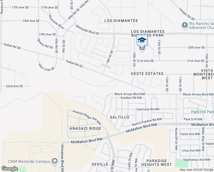 map of restaurants, bars, coffee shops, grocery stores, and more near 6347 Azaleas Road Northwest in Albuquerque