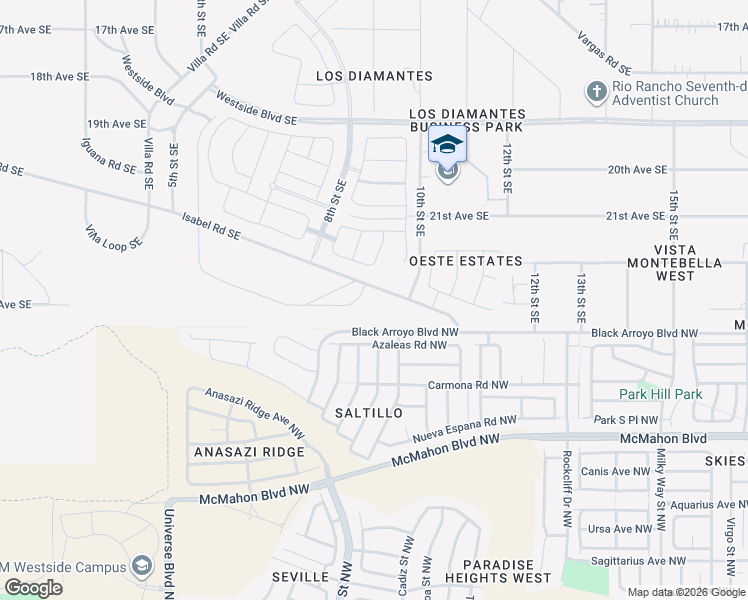map of restaurants, bars, coffee shops, grocery stores, and more near 6319 Azaleas Road Northwest in Albuquerque