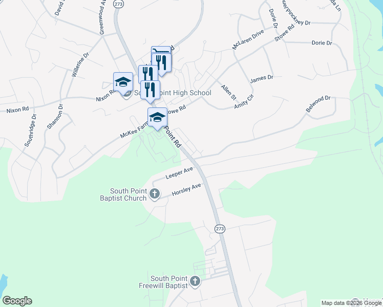 map of restaurants, bars, coffee shops, grocery stores, and more near 100 Belwood Drive in Belmont
