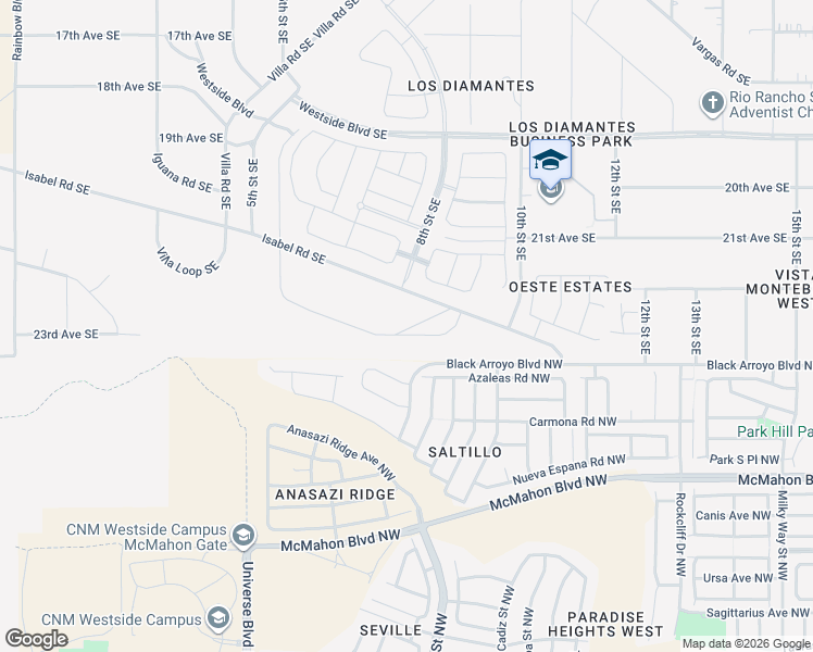 map of restaurants, bars, coffee shops, grocery stores, and more near 716 Viga Loop Southeast in Rio Rancho