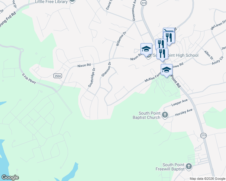 map of restaurants, bars, coffee shops, grocery stores, and more near 1060 Victoria Blake Lane in Belmont