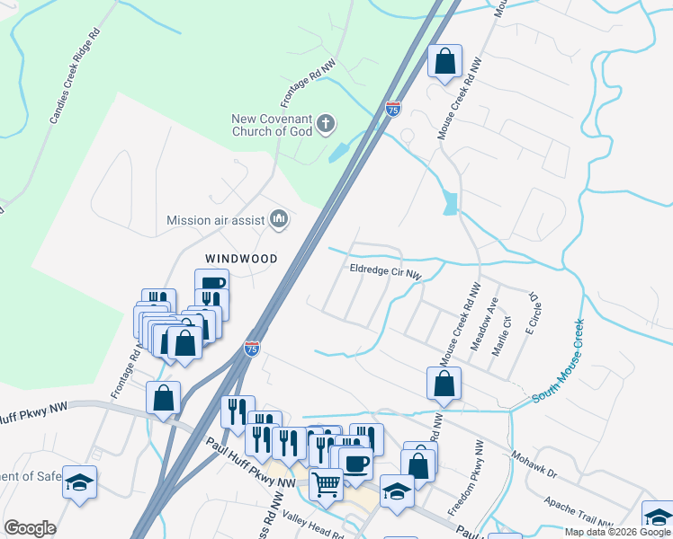 map of restaurants, bars, coffee shops, grocery stores, and more near 4653 Nell Avenue Northwest in Cleveland