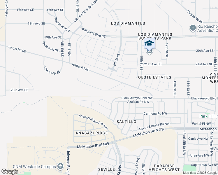 map of restaurants, bars, coffee shops, grocery stores, and more near 716 Viga Loop Southeast in Rio Rancho