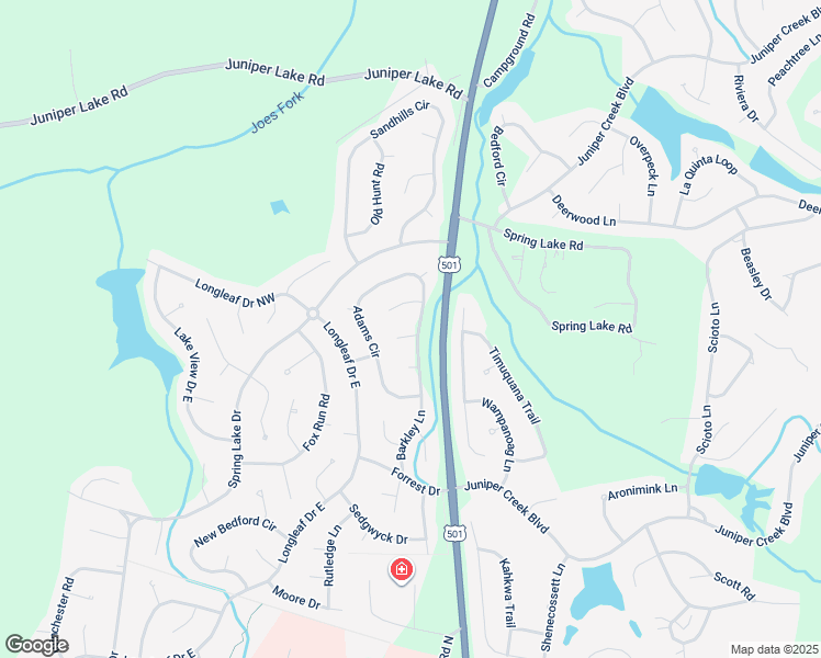 map of restaurants, bars, coffee shops, grocery stores, and more near 300 Adams Circle in Pinehurst