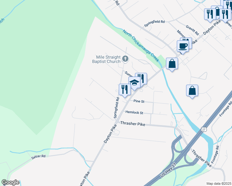 map of restaurants, bars, coffee shops, grocery stores, and more near 206 Housley Road in Soddy-Daisy