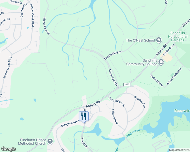 map of restaurants, bars, coffee shops, grocery stores, and more near 112 Chesterfield Drive in Pinehurst