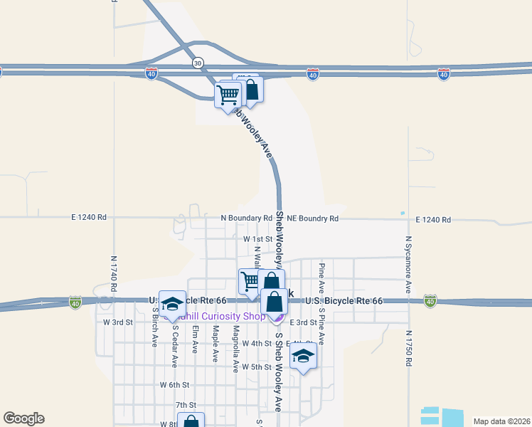 map of restaurants, bars, coffee shops, grocery stores, and more near 515 North Sheb Wooley Avenue in Erick