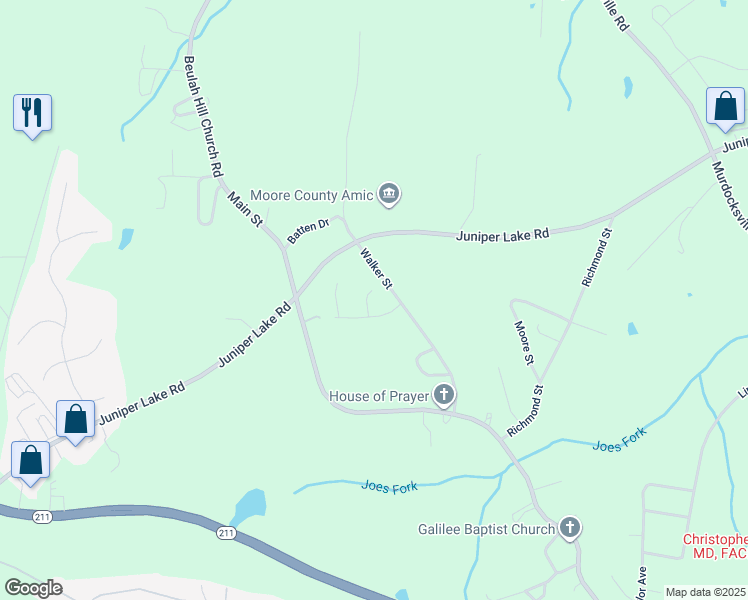 map of restaurants, bars, coffee shops, grocery stores, and more near 148 Dogwood Circle in Taylortown