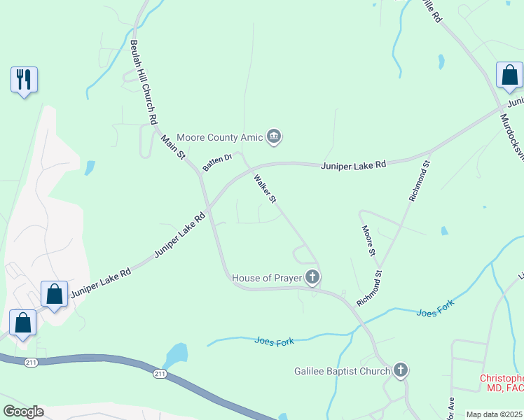 map of restaurants, bars, coffee shops, grocery stores, and more near 148 Dogwood Circle in Taylortown