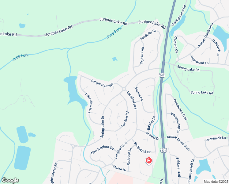 map of restaurants, bars, coffee shops, grocery stores, and more near 6 Duncan Lane in Pinehurst