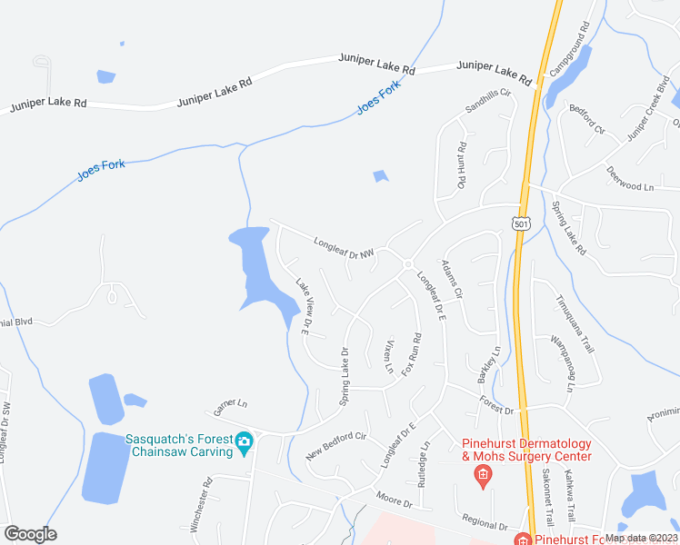 map of restaurants, bars, coffee shops, grocery stores, and more near 9 Alexander Lane in Pinehurst