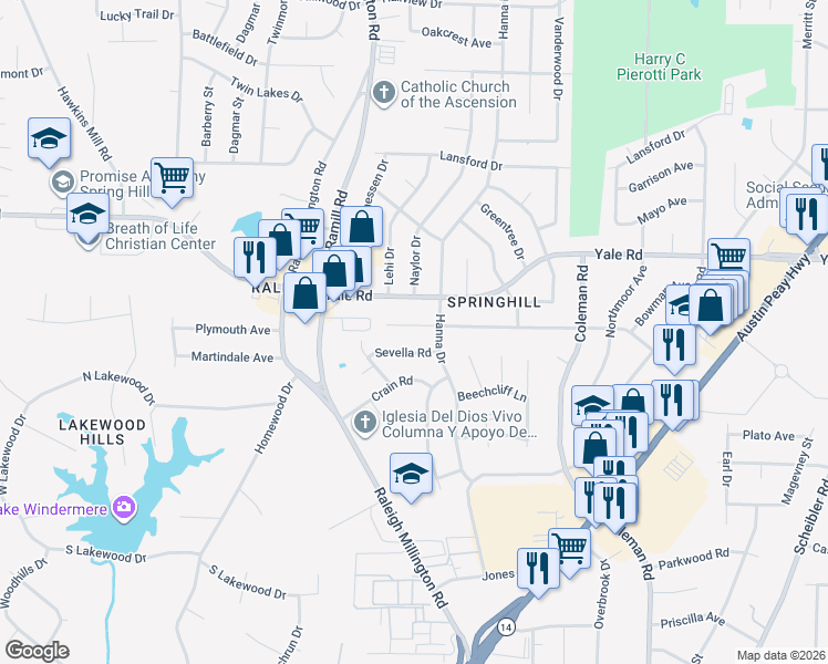 map of restaurants, bars, coffee shops, grocery stores, and more near in Memphis