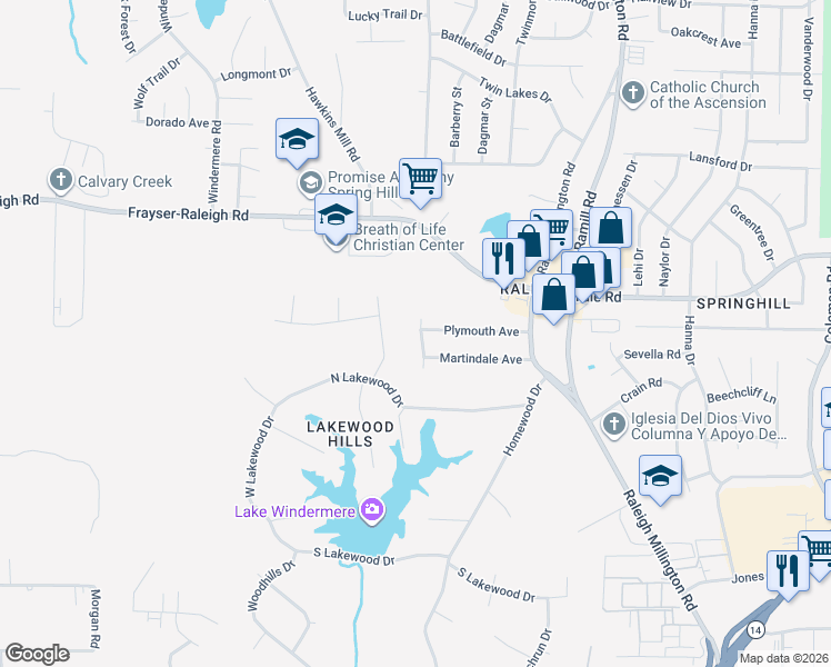 map of restaurants, bars, coffee shops, grocery stores, and more near 3858 Frayser-Raleigh Road in Memphis