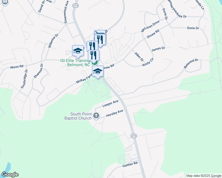 map of restaurants, bars, coffee shops, grocery stores, and more near 1013 South Point Road in Belmont