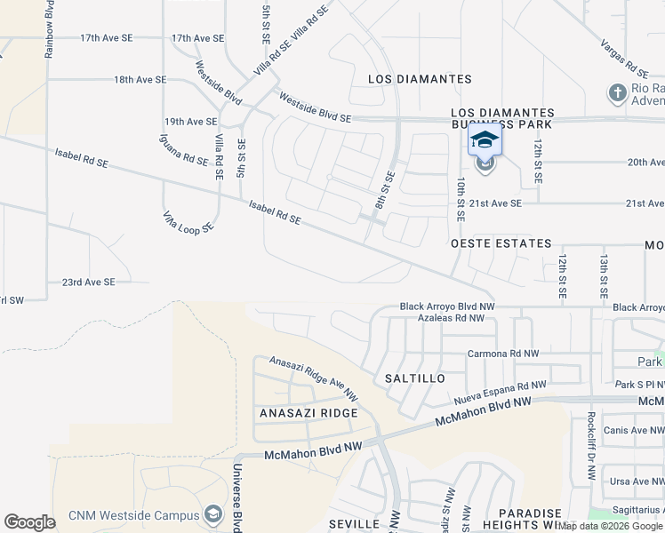 map of restaurants, bars, coffee shops, grocery stores, and more near 644 Isabel Road Southeast in Rio Rancho