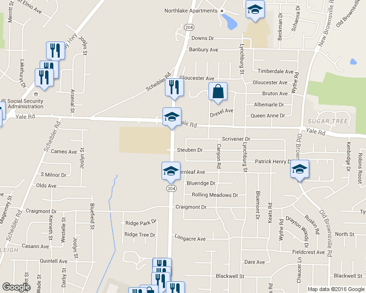map of restaurants, bars, coffee shops, grocery stores, and more near 3453 Gatewood Drive in Memphis