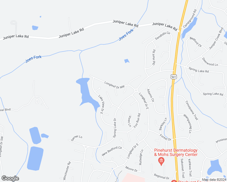map of restaurants, bars, coffee shops, grocery stores, and more near 5 Alexander Lane in Pinehurst