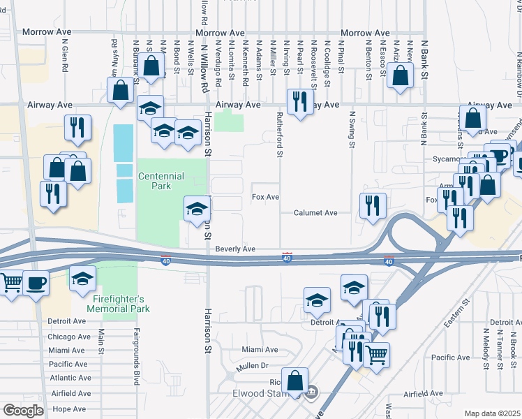 map of restaurants, bars, coffee shops, grocery stores, and more near 2482 Fox Avenue in Kingman