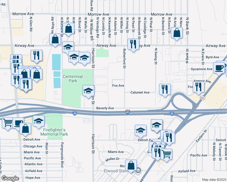map of restaurants, bars, coffee shops, grocery stores, and more near 3334 Armour Lane in Kingman