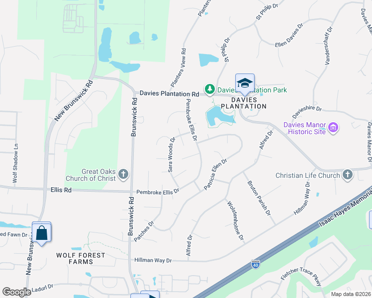 map of restaurants, bars, coffee shops, grocery stores, and more near 3457 Peter Cove in Memphis