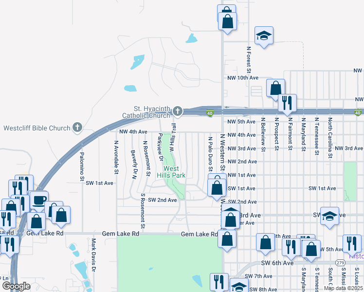 map of restaurants, bars, coffee shops, grocery stores, and more near 133 North Goliad Street in Amarillo