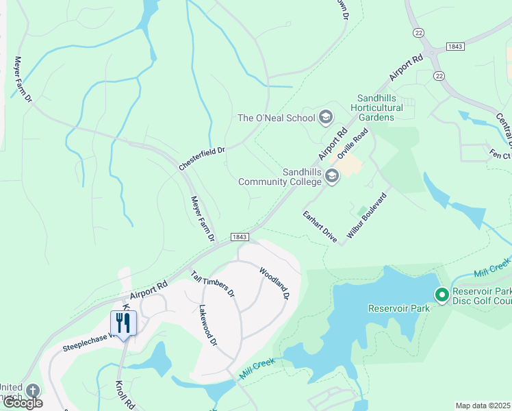 map of restaurants, bars, coffee shops, grocery stores, and more near 10 Eastman Place in Pinehurst
